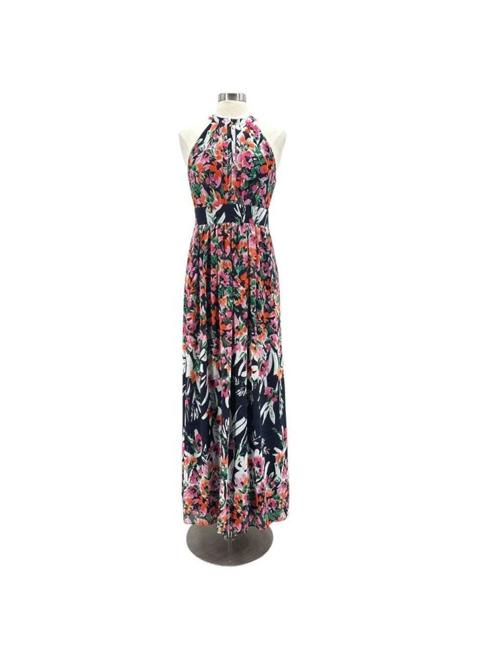 Eliza J Womens 8 Dress Floral Print Chiffon Halter Maxi Dress Multicolor Boho